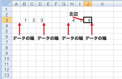 エクセル 2007 データの端まで移動