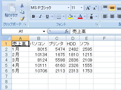エクセル 2007 セルを選択する