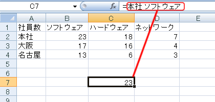 エクセル 2007 入力済みのセル範囲に参照演算子と名前を引用する