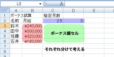 エクセル 2007 セル参照−少し複雑な複合参照とコピー