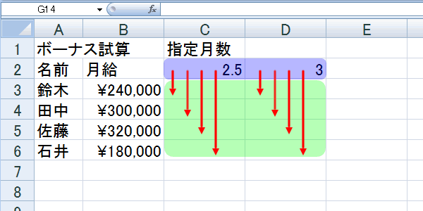 エクセル 2007 セル参照−少し複雑な複合参照とコピー